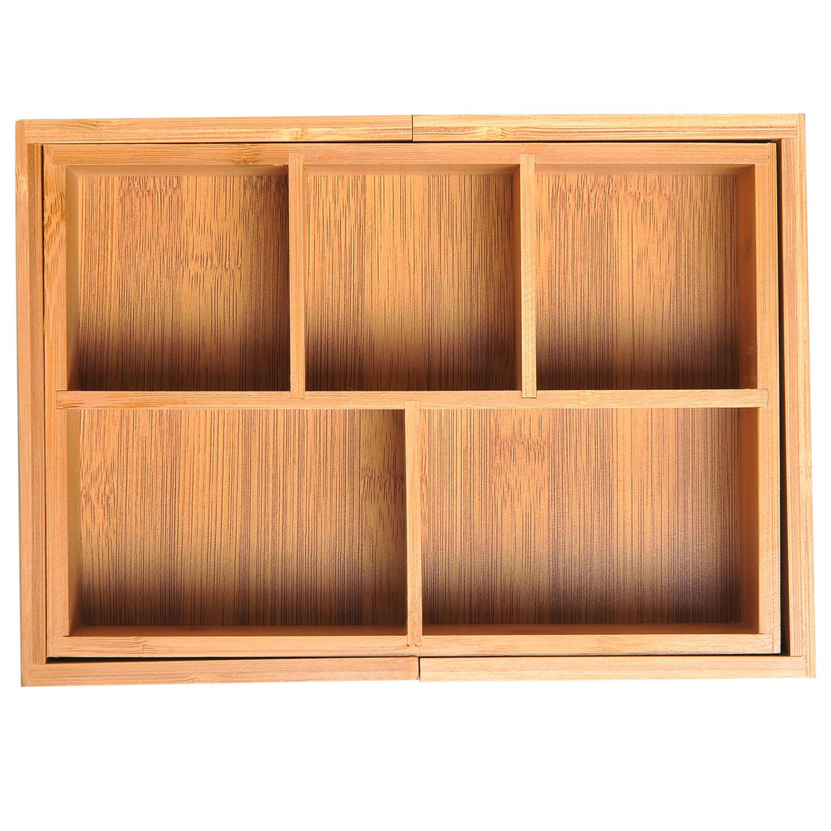 Storage Box, Drawer Organizer, Extendable Organizer, Bamboo, Natural, 24.6 X 17.6 X 7 Cm