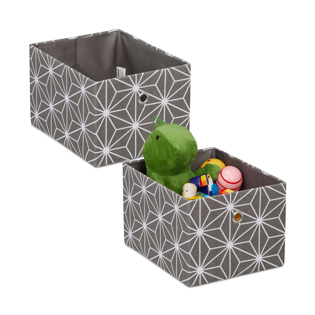Storage Box Set of 2 – Grey Fabric Organizers