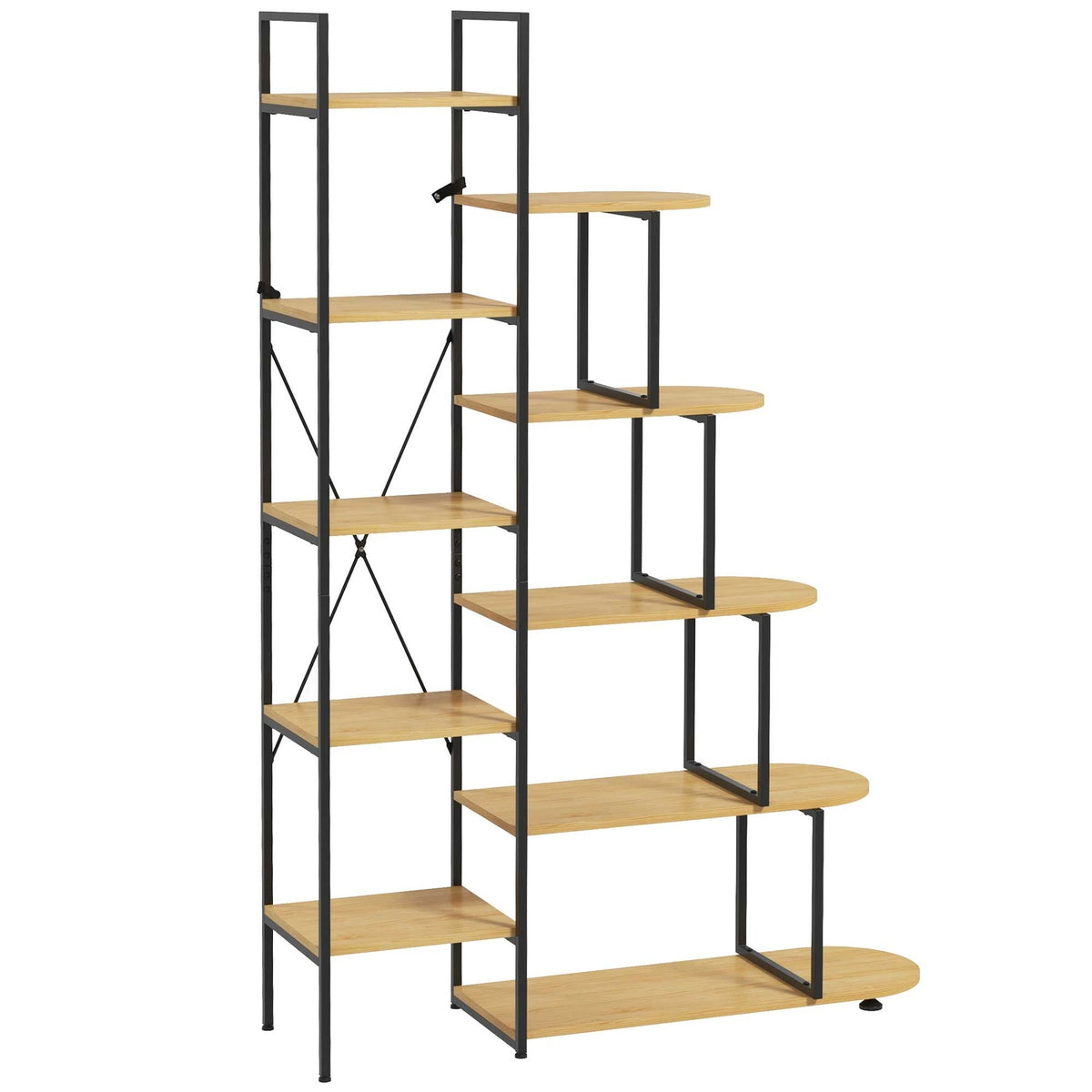 Storage Shelf Bookcase With 5 Tiers In Industrial Design, Standing Shelf With Anti-Tilt Protection, For Bedroom/Living Room/Kitchen