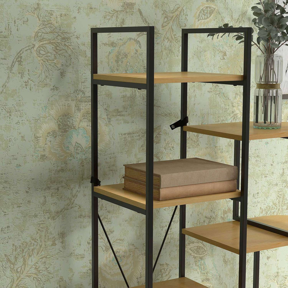 Storage Shelf Bookcase With 5 Tiers In Industrial Design, Standing Shelf With Anti-Tilt Protection, For Bedroom/Living Room/Kitchen
