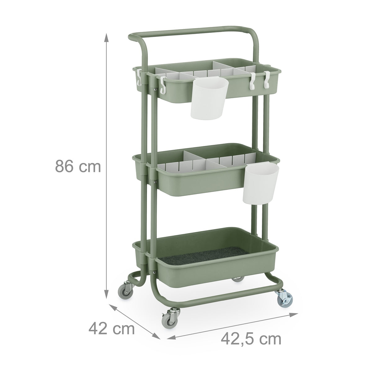 Storage Trolley with Felt Inserts and Accessories