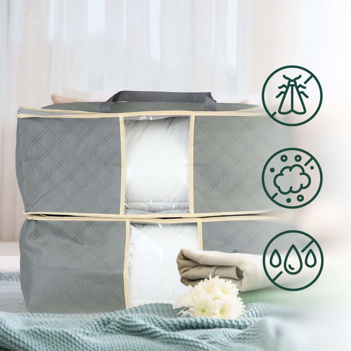 Storage bag for quilts 2-pack