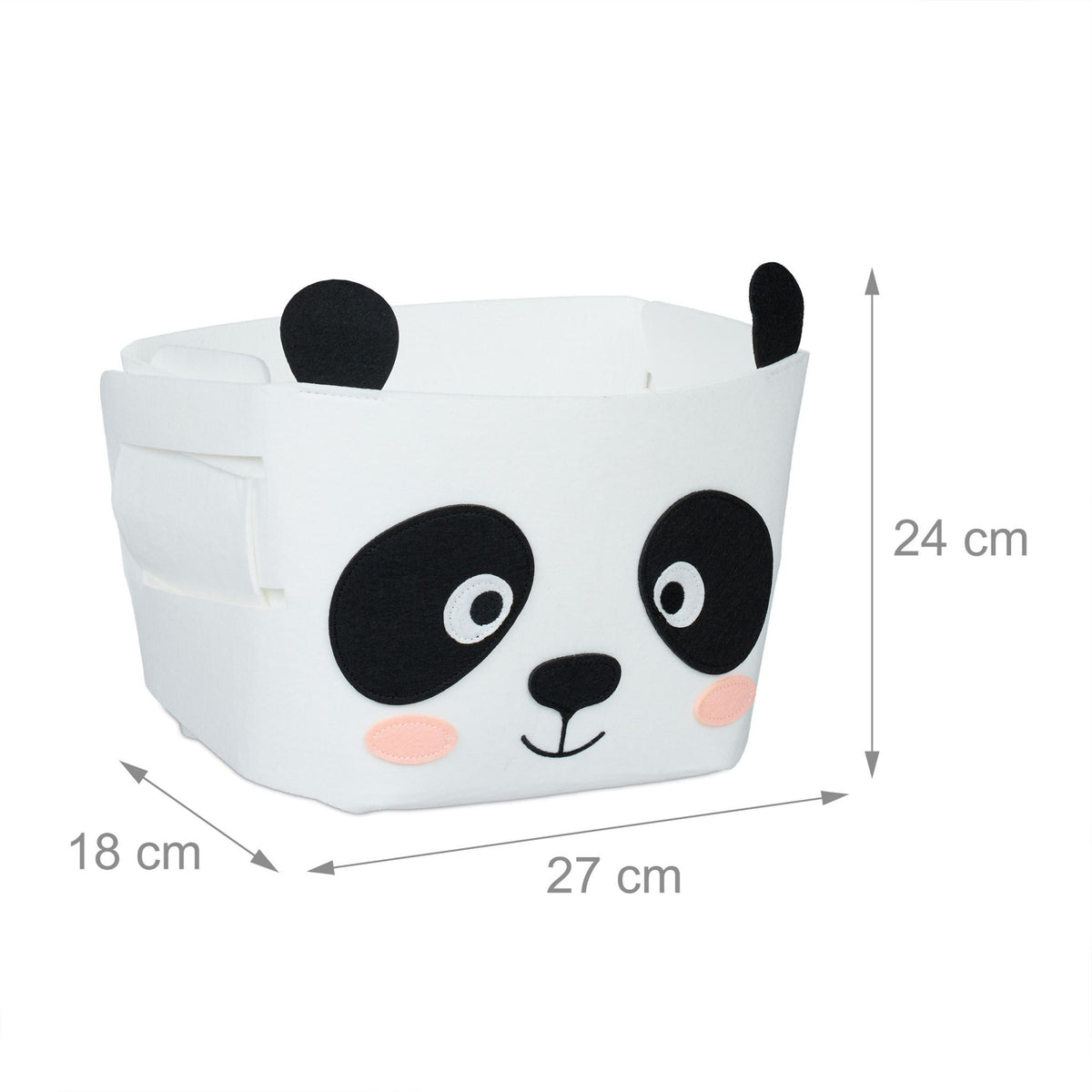 Storage basket in felt with animal motifs