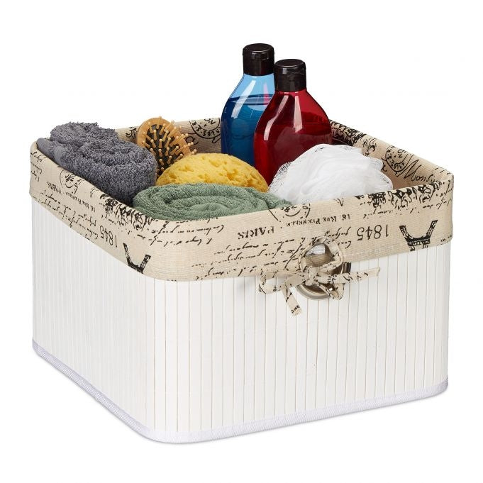 Storage basket in white bamboo