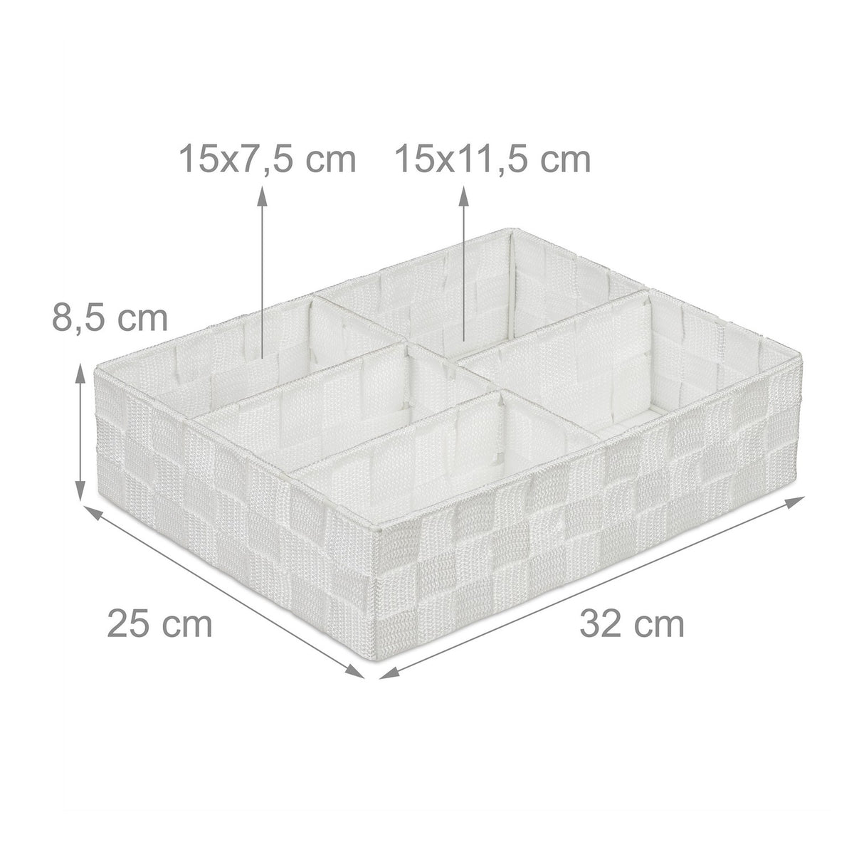 Storage basket with 5 compartments