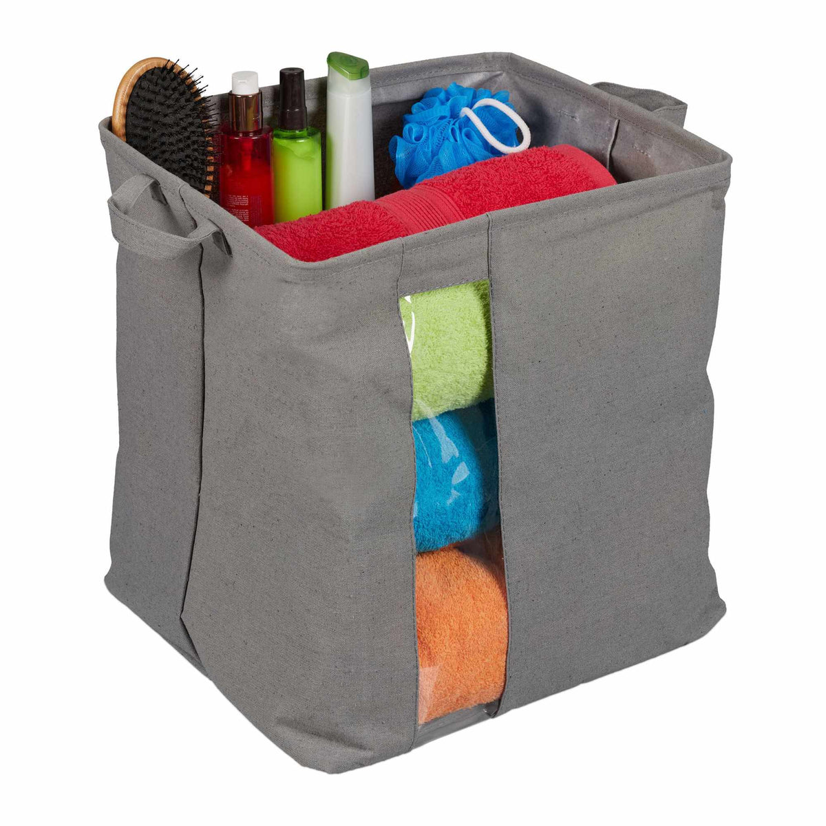 Storage basket with viewing window