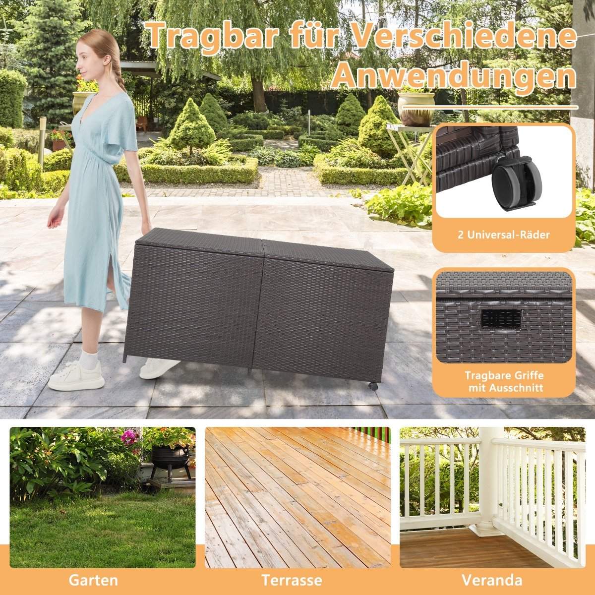 Storage box with 662 L capacity 150 x 77 x 73 cm