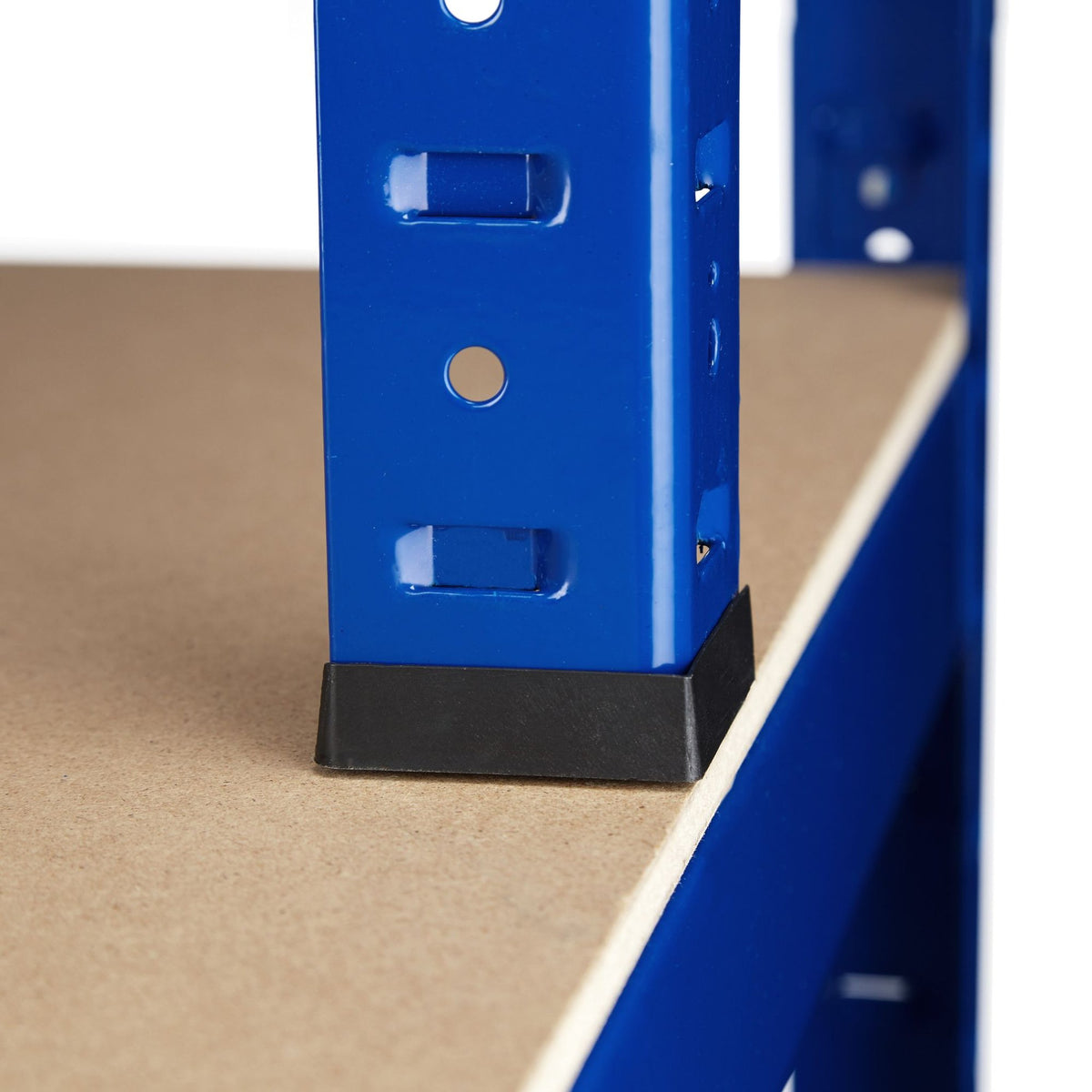 Storage shelf with workbench blue