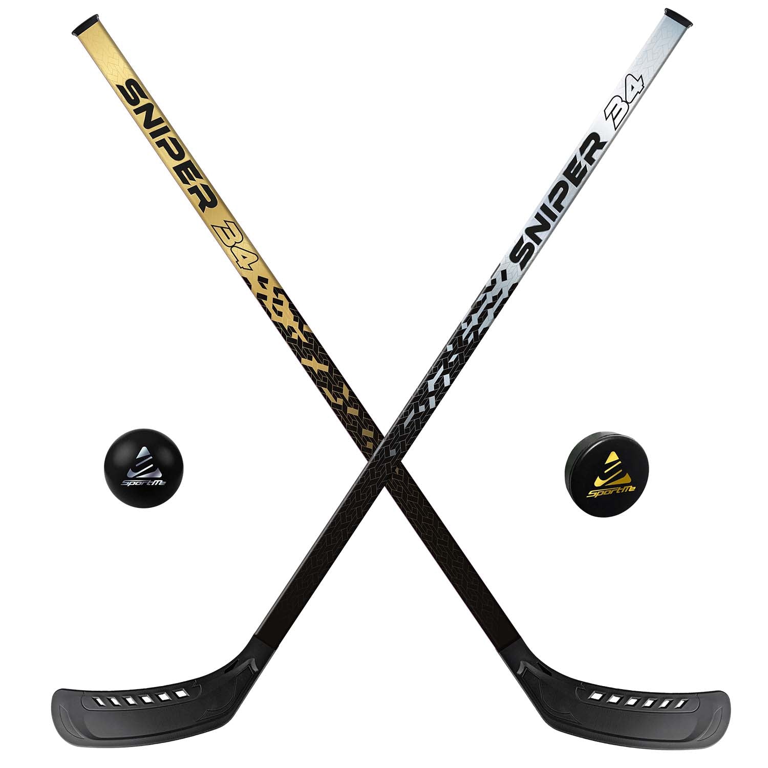 Street Hockey Set, 2 Sticks 87 cm, Ball & Puck