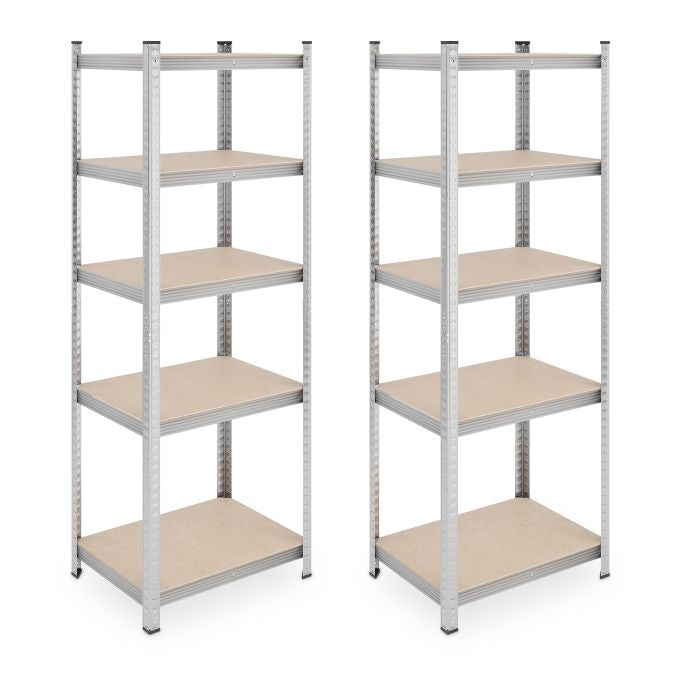Strong shelves with 5 levels in a set of 2