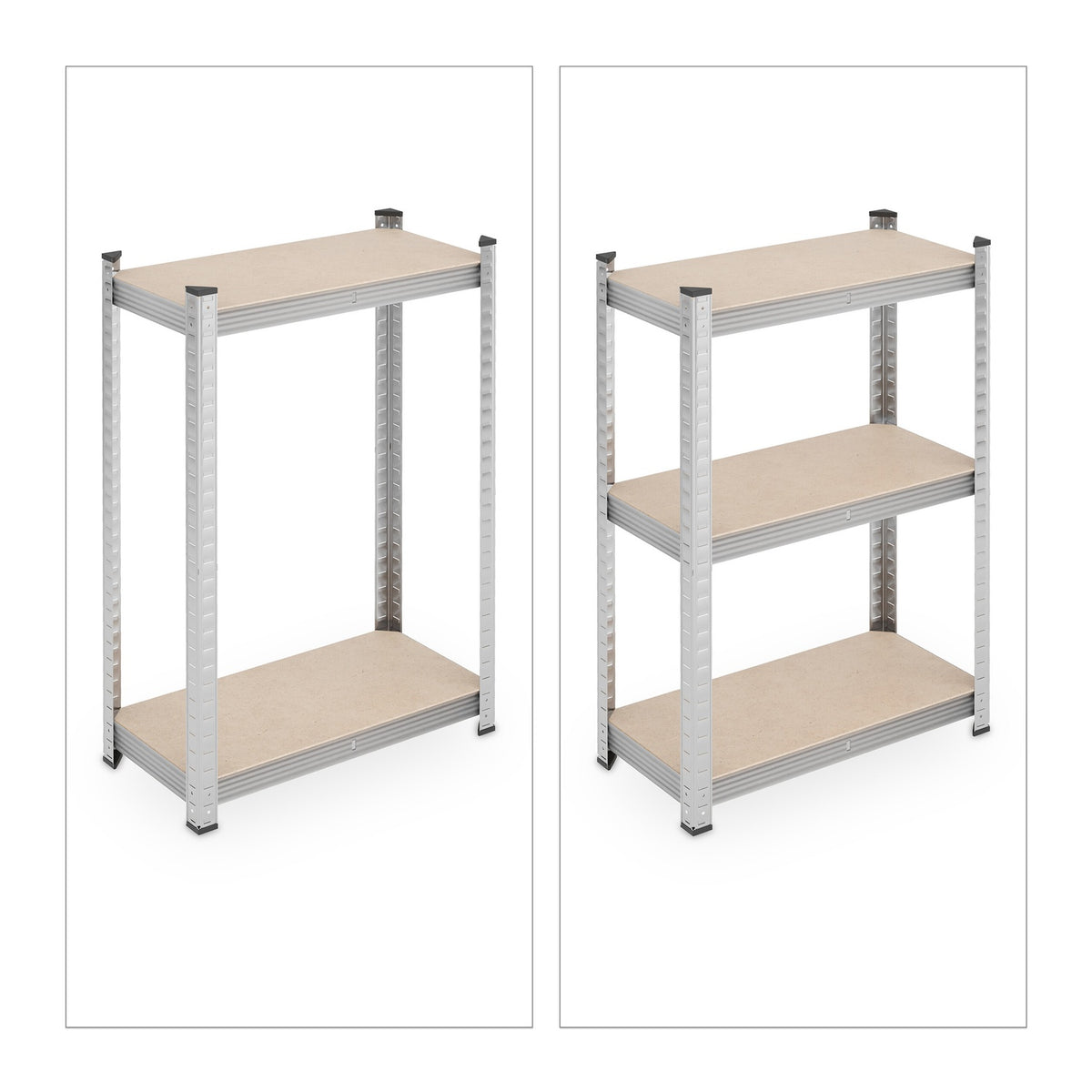 Strong shelves with 5 levels, set of 2