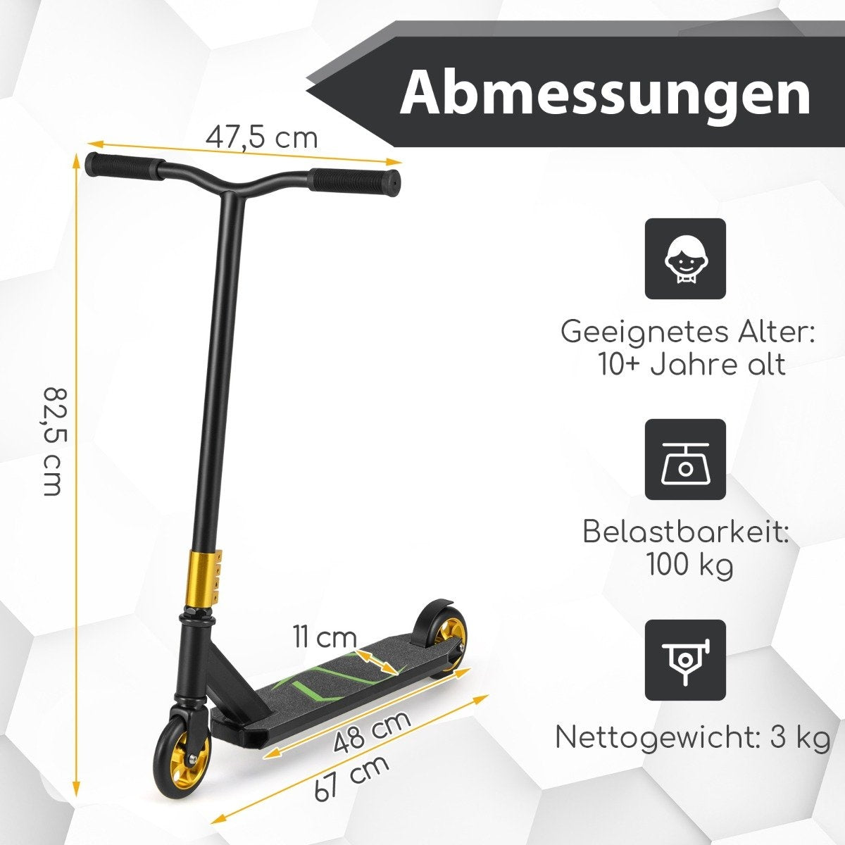 Stunt Scooter with 360 Steering & PU Wheels & Aluminum Deck Stunt Scooter Fun Scooter Black