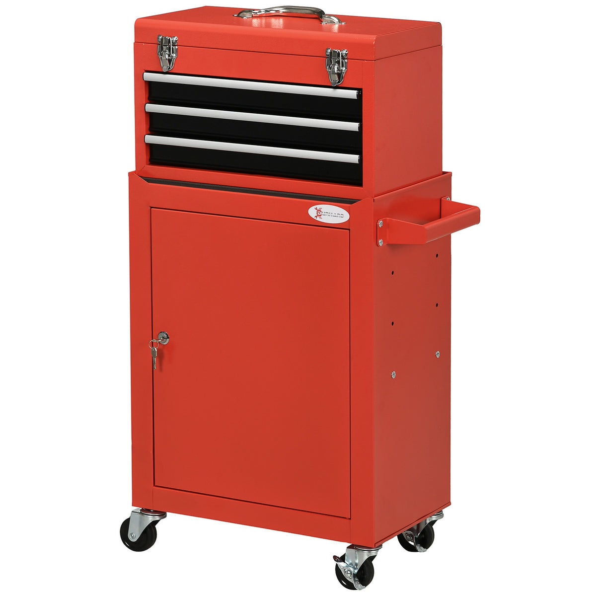 Suitcase, Lockable With Handle, Steel, Red
