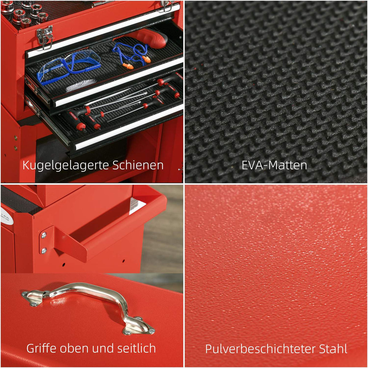 Suitcase, Lockable With Handle, Steel, Red