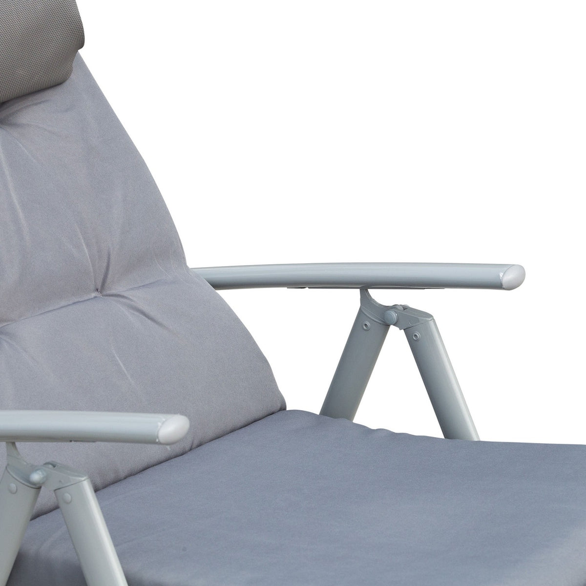 Sun Lounger Beach Lounger Garden Lounger Foldable Adjustable With Cushion Garden Metal Fabric Gray 137 X 63.5 X 100.5 Cm
