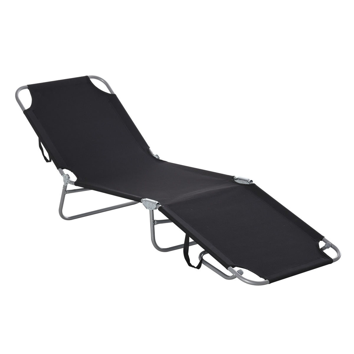 Sun Lounger, Camping Lounger, Folding Deck Chair With Adjustable Backrest, Garden Lounger Can Hold Up To 120 Kg, Oxford, Black