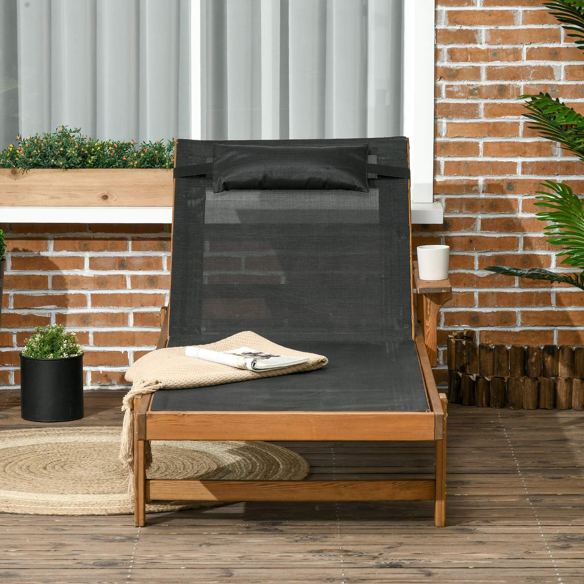 Sun Lounger, Deck Chair, Garden Lounger With Adjustable Backrest, Relaxation Lounger For Pool Area, Load Capacity Up To 120 Kg, 85 X 200 X 84 Cm