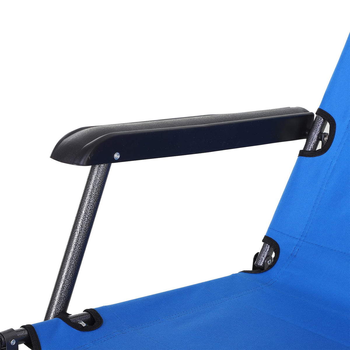 Sun Lounger Foldable Beach Lounger Cushion 2-Tier Garden Lounger Blue Metal Oxford Fabric 135X60X89Cm
