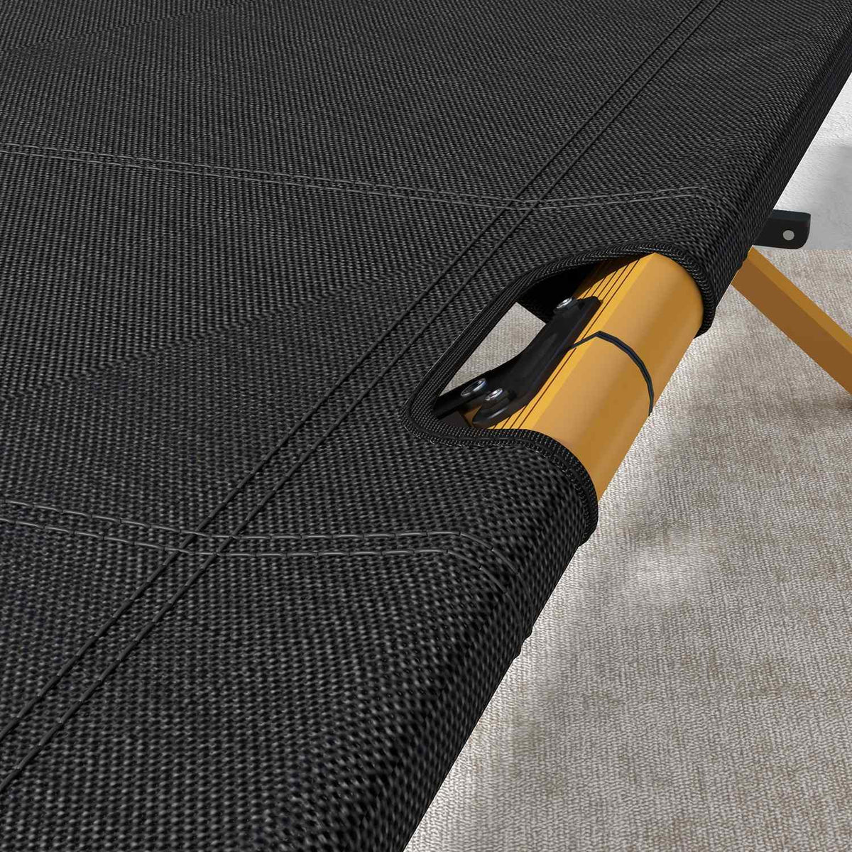 Sun Lounger Folding Garden Deck Chair Side Pocket Relax Lounger Garden Balcony Oxford Black 196X64X45Cm