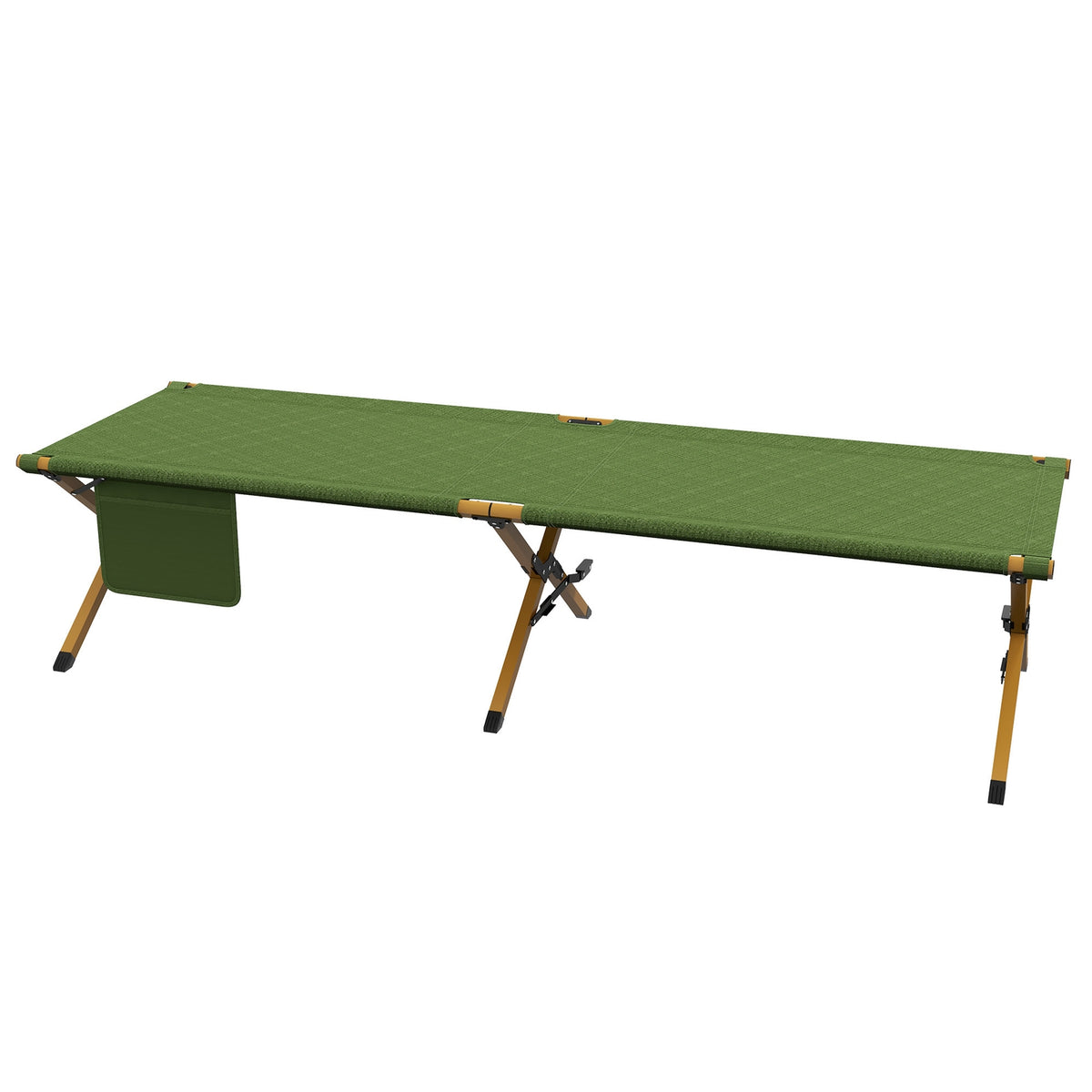 Sun Lounger Folding Garden Deck Chair With Side Pocket, Relax Lounger For Garden & Balcony, Oxford, Dark Green, 196X64X45Cm