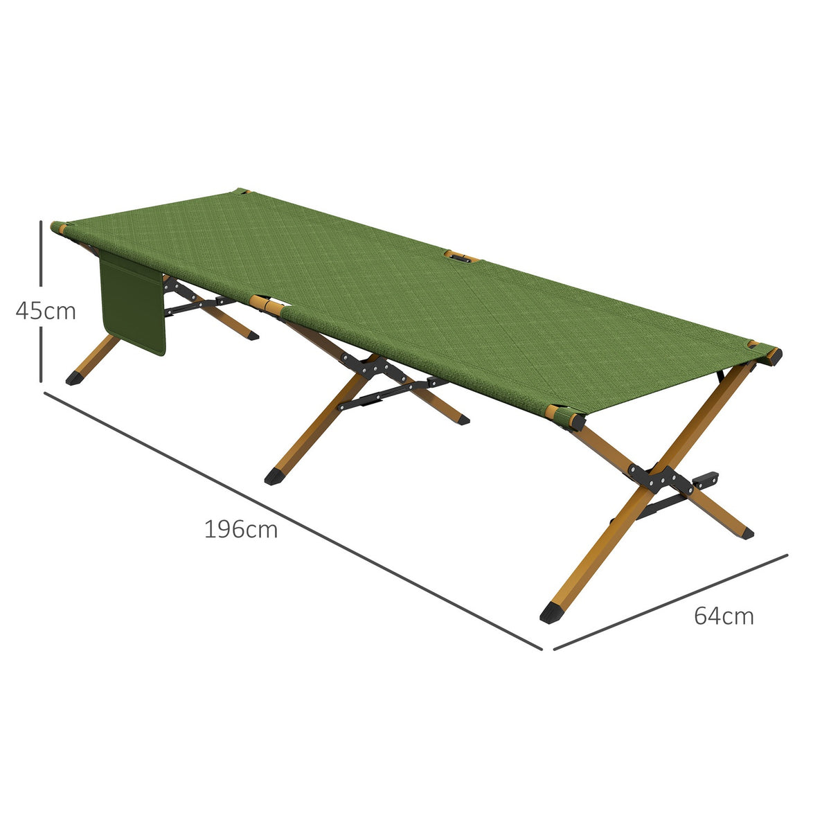 Sun Lounger Folding Garden Deck Chair With Side Pocket, Relax Lounger For Garden & Balcony, Oxford, Dark Green, 196X64X45Cm
