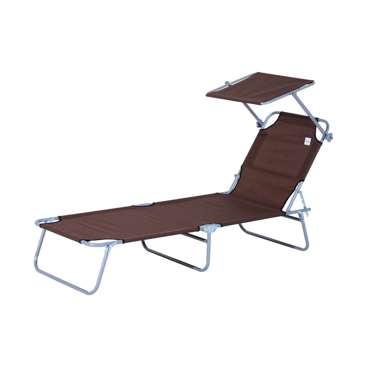 Sun Lounger Folding Garden Lounger With Sun Protection, Brown, 187X58X36 Cm