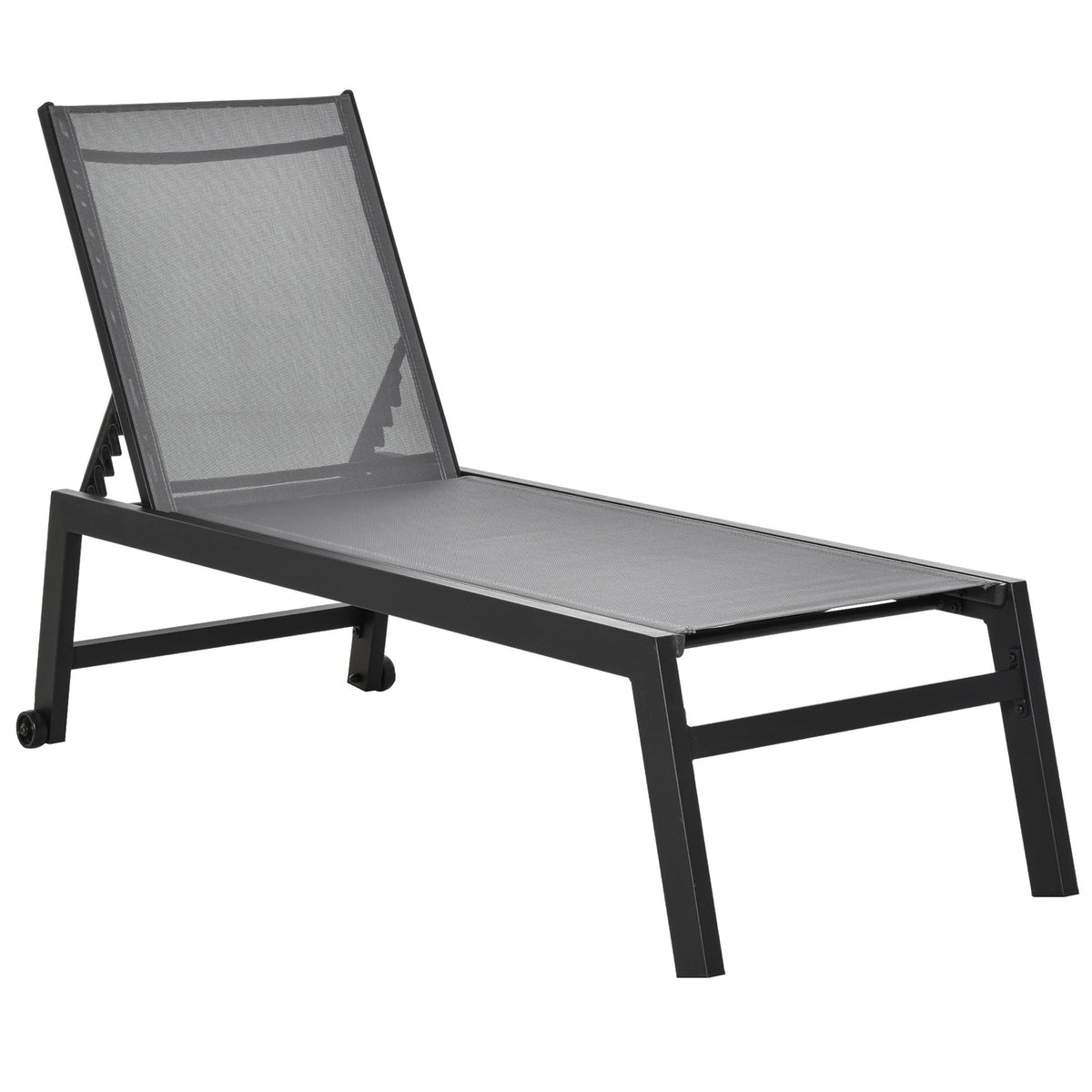 Sun Lounger Garden Lounger 5 Step Backrest Aluminum Gray 169 X 65 X 102 Cm