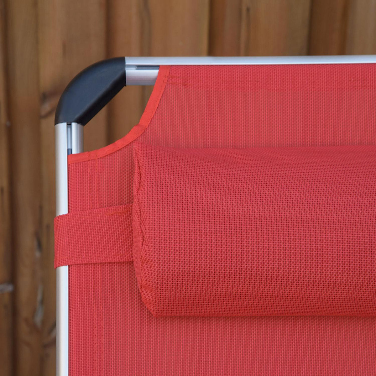 Sun Lounger Garden Lounger Aluminum Fabric Lounger Relaxation Lounger 5-Way Adjustable Foldable Ergonomic Mesh Red 170 X 60 X 76 Cm