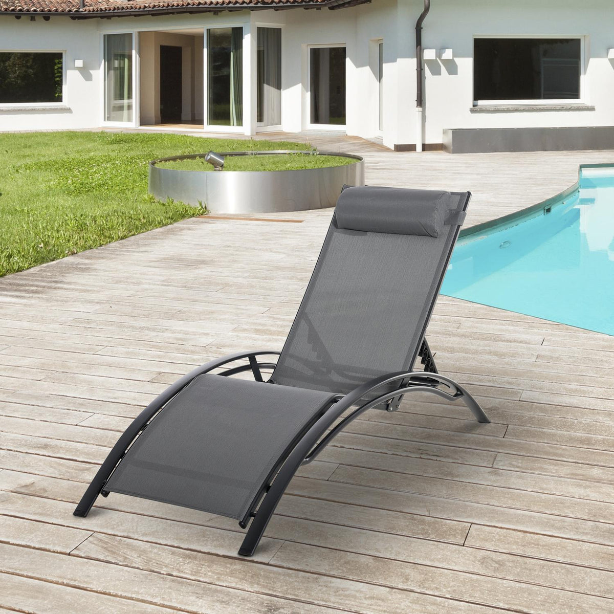 Sun Lounger Garden Lounger Garden Chair Relaxation Chair Deck Chair Aluminum Adjustable Gray 171 X 64 X 82 Cm