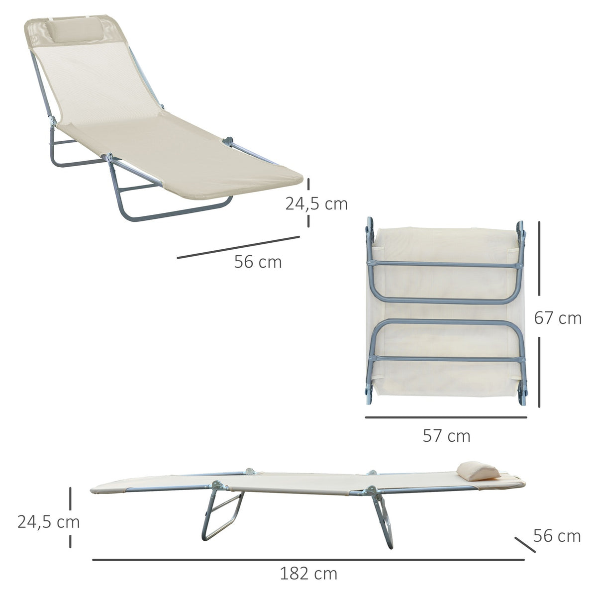 Sun Lounger Garden Lounger Relax Lounger Bathroom Lounger Two-Legged Lounger 4 Colors (Cream)