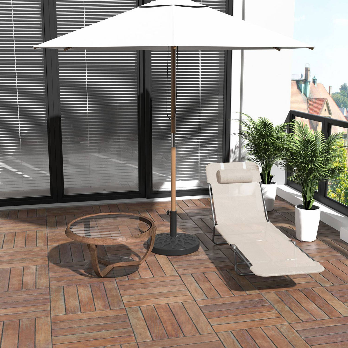 Sun Lounger Garden Lounger Relax Lounger Bathroom Lounger Two-Legged Lounger 4 Colors (Cream)