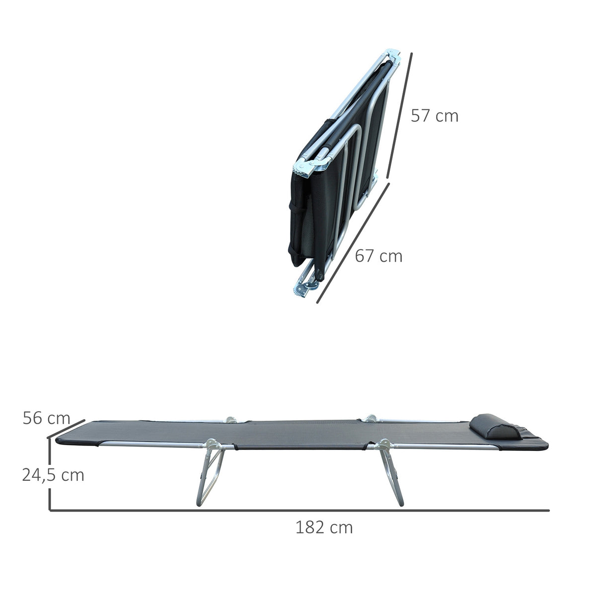 Sun Lounger, Garden Lounger, Relaxation Lounger, Bathroom Lounger, Two-Legged Lounger, Black For Garden And Terrace