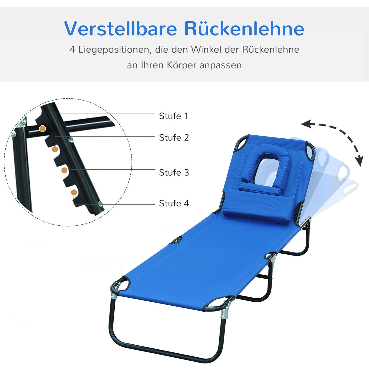 Sun Lounger Garden Lounger Relaxation Lounger Tripod Lounger With Reading Window Face Opening Blue