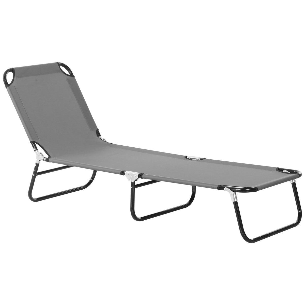Sun Lounger, Garden Lounger With Adjustable Backrest, Deck Chair, Relaxation Lounger, Camping Lounger For Garden, Balcony, Steel, Gray, 188 X 56 X 28Cm