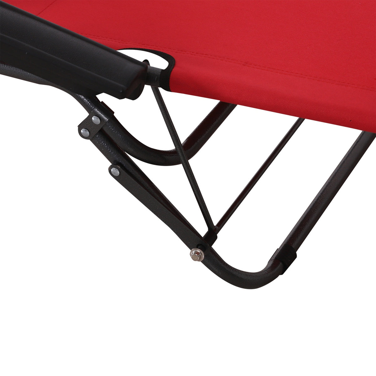 Sun Lounger With Cushion, Folding Beach Lounger, 2-Tier Garden Lounger, 2-In-1 Relaxation Lounger, Metal + Oxford Fabric, Red 135 X 60 X 89 Cm