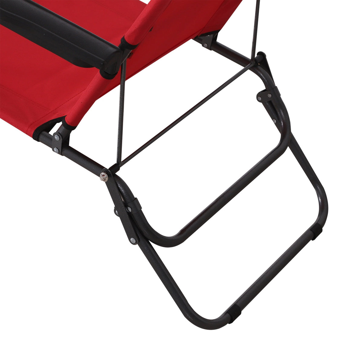 Sun Lounger With Cushion, Folding Beach Lounger, 2-Tier Garden Lounger, 2-In-1 Relaxation Lounger, Metal + Oxford Fabric, Red 135 X 60 X 89 Cm