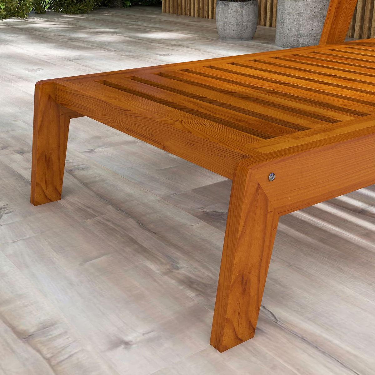 Sun Lounger, Wooden Garden Lounger, Deck Chair, Weatherproof Relaxation Lounger For Balcony, Terrace, Load Capacity Up To 120 Kg, Orange, 66 X 190 X 73.5 Cm