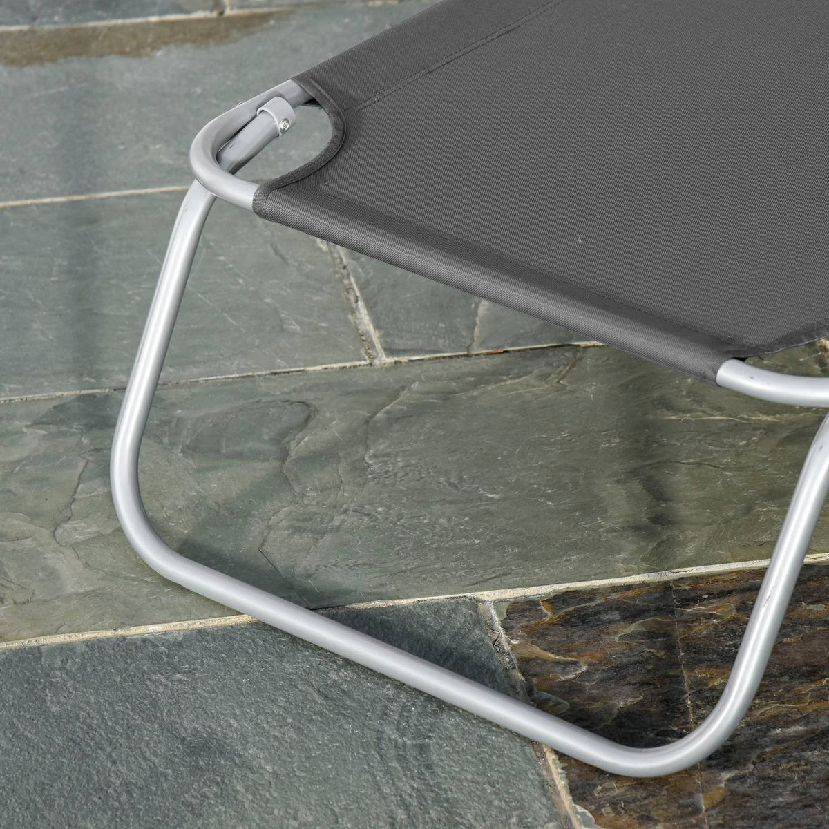 Sun lounger, camping lounger, folding deck chair with adjustable backrest, garden lounger can hold up to 120 kg for balcony, terrace, Oxford