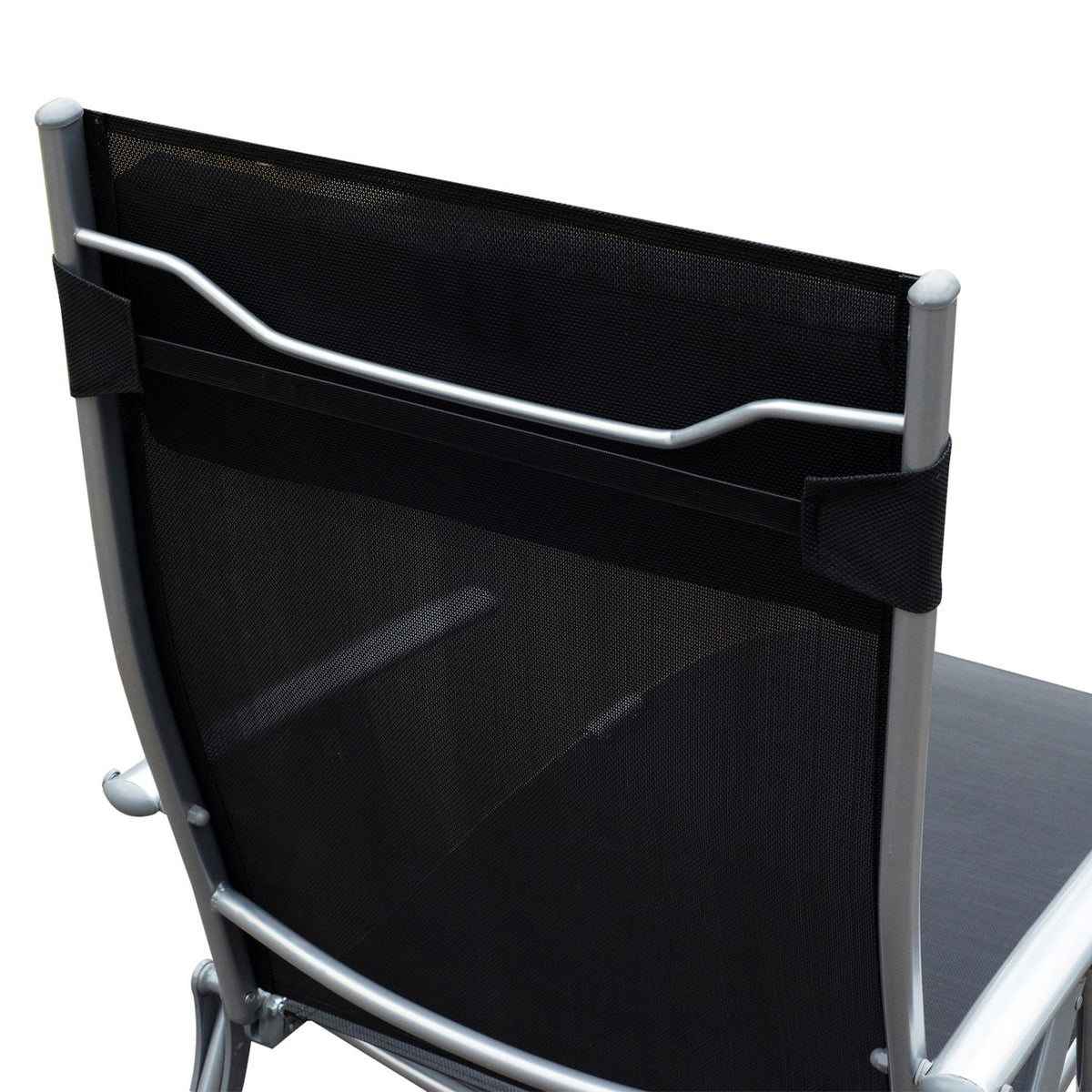 Sun lounger folding beach lounger garden lounger with cushion, metal + fabric, black, 137x63.5x100.5cm