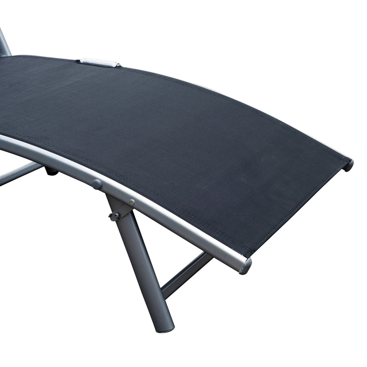 Sun lounger folding beach lounger garden lounger with cushion, metal + fabric, black, 137x63.5x100.5cm