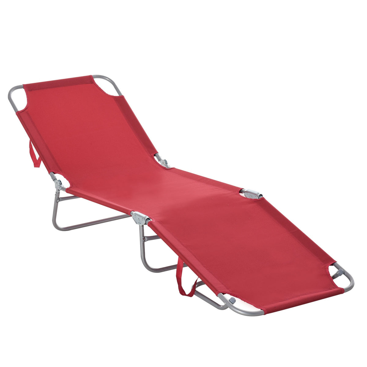 Sun lounger, folding garden lounger, deck chair with 5-way adjustable backrest, weatherproof camping lounger, garden chair can hold up to 120 kg, for garden, holiday, outdoor, beach, pool, wine red