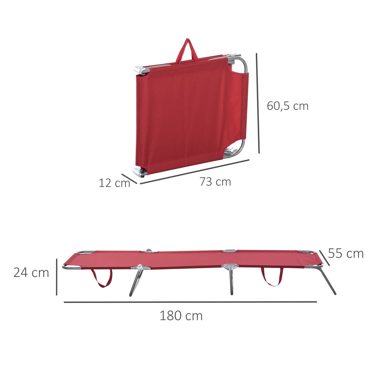 Sun lounger, folding garden lounger, deck chair with 5-way adjustable backrest, weatherproof camping lounger, garden chair can hold up to 120 kg, for garden, holiday, outdoor, beach, pool, wine red