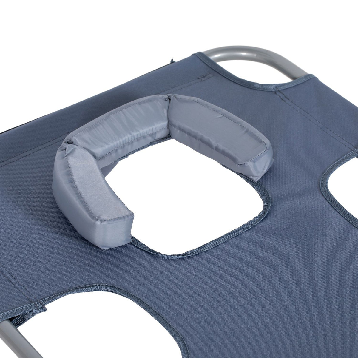 Sun lounger folding garden lounger with reading window, pillow, deck chair with 5-way adjustable backrest, weatherproof camping lounger can hold up to 120 kg, for garden beach pool, gray