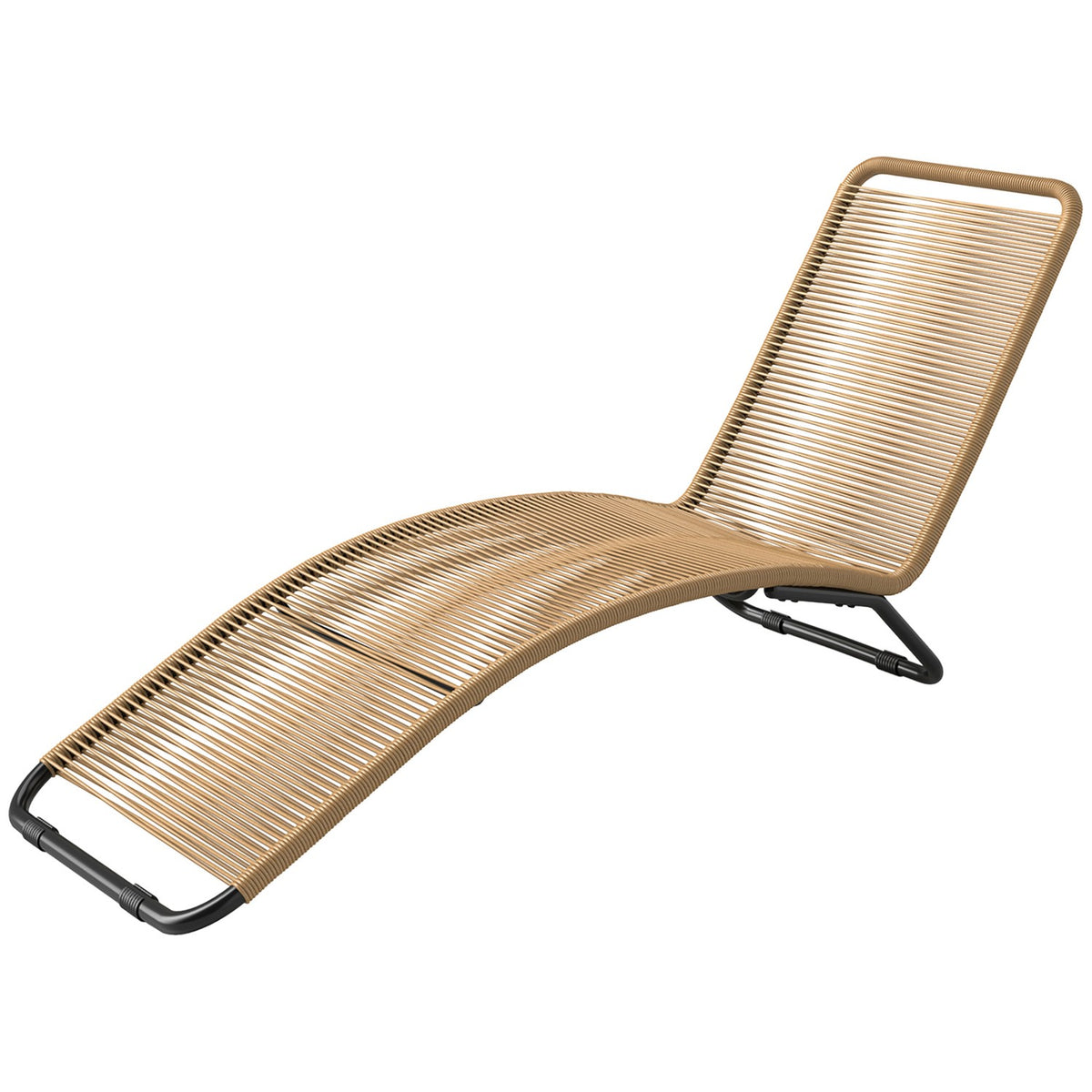 Sun lounger made of polyrattan, garden lounger with UV protection, weatherproof lounger, 120 kg load capacity, relaxation lounger, deck chair, garden furniture for garden, balcony, outdoor, 176 x 58 x 82 cm, natural wood