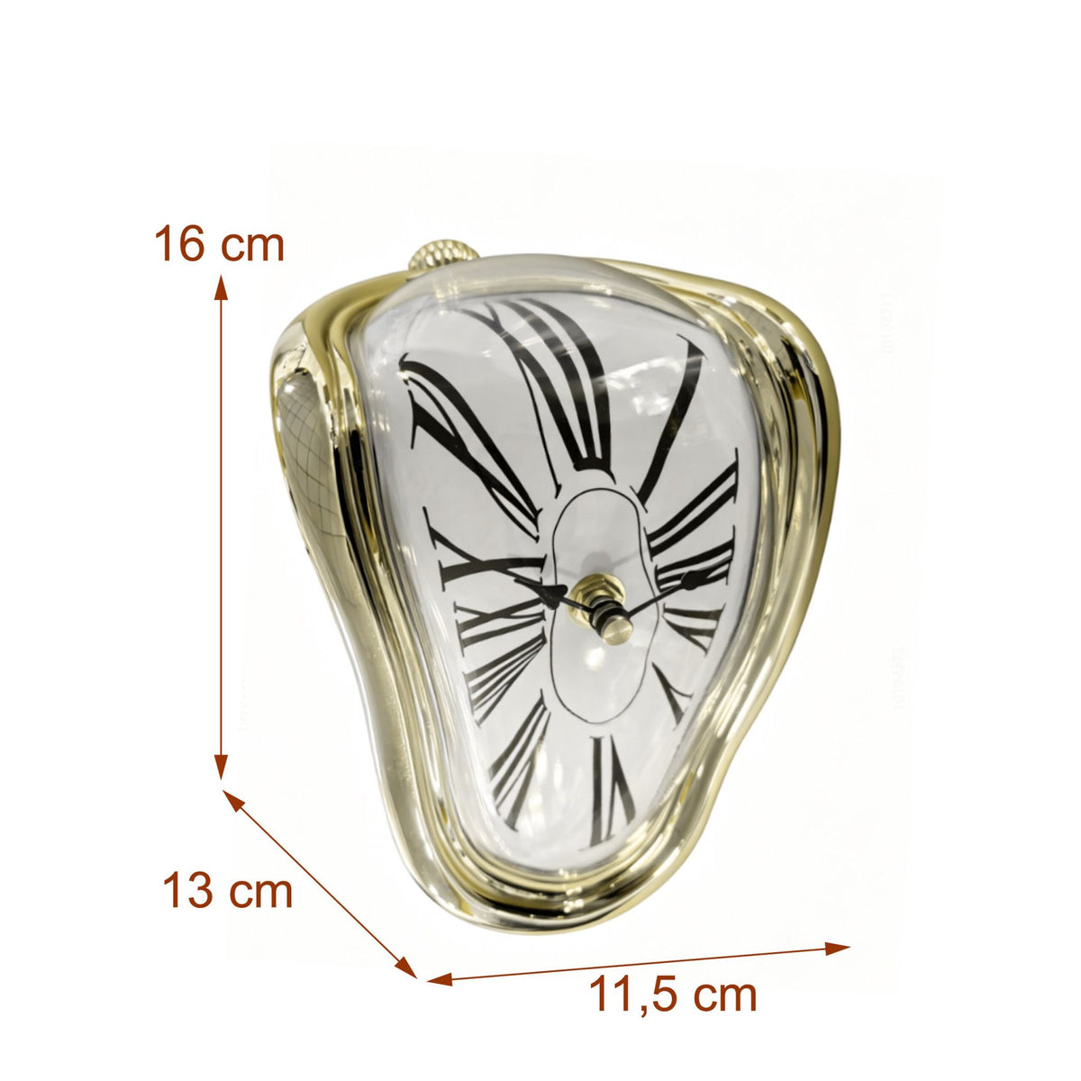 Surreal Gold Table Clock – Curved Dalí Design
