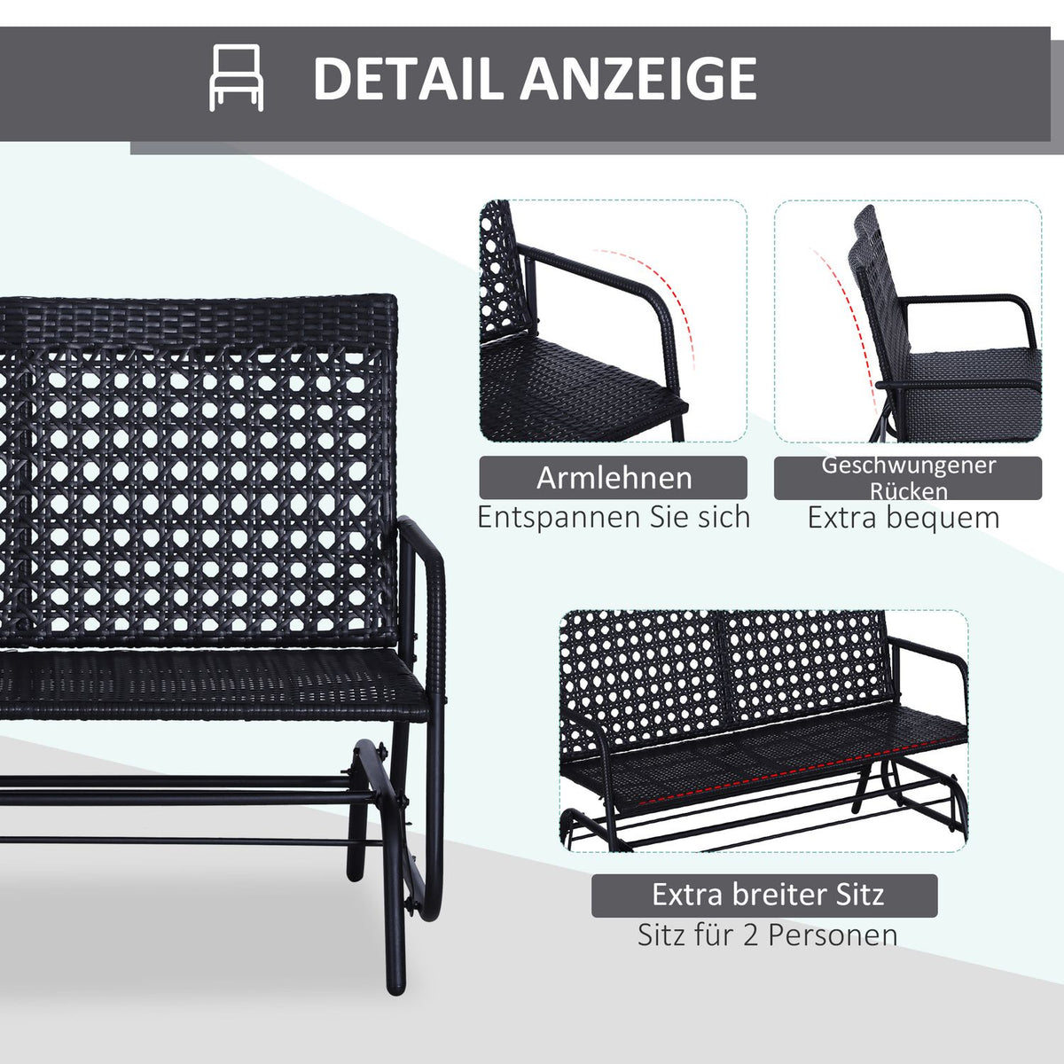 Swing Bench Garden Swing Garden Bench Bench Swing 2-Seater Polyrattan