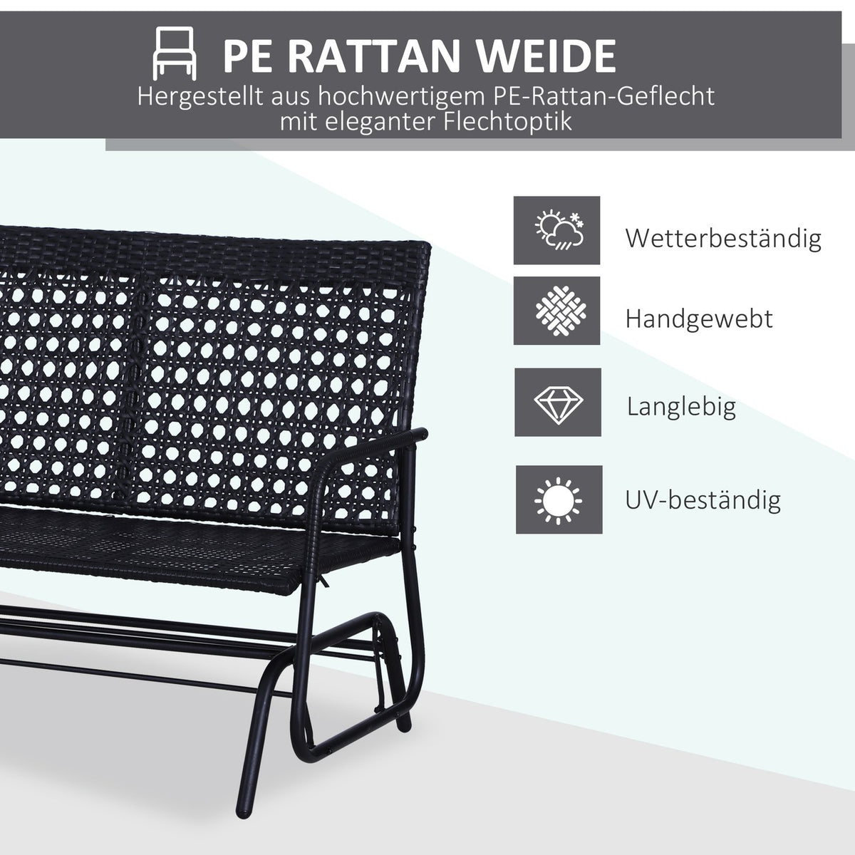 Swing Bench Garden Swing Garden Bench Bench Swing 2-Seater Polyrattan
