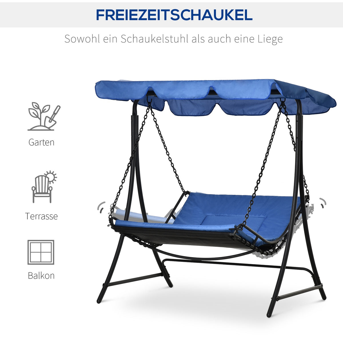 Swing Lounger Hollywood Swing Garden Lounger With Roof For 2 People Steel Blue 164 X 116 X 176Cm