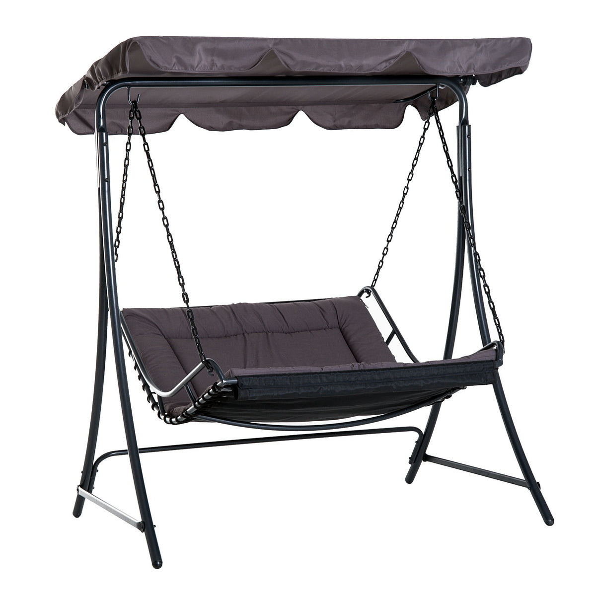Swing Lounger Hollywood Swing Garden Lounger With Roof For 2 People Steel Gray 164 X 116 X 176Cm