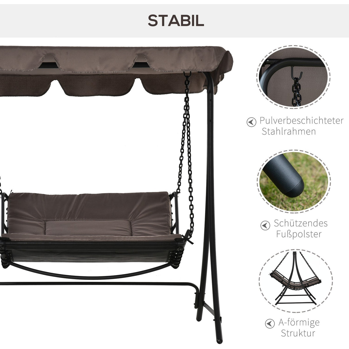 Swing Lounger Hollywood Swing Garden Lounger With Roof For 2 People Steel Gray 164 X 116 X 176Cm